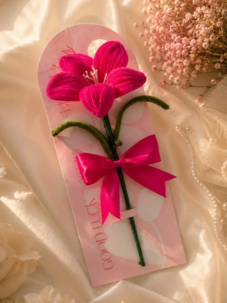 Pink Lilly Flower Card - Image 1