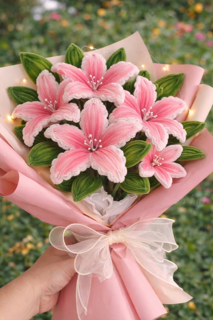 Eternal Glow Pink Lilly Bouquet - Image 1
