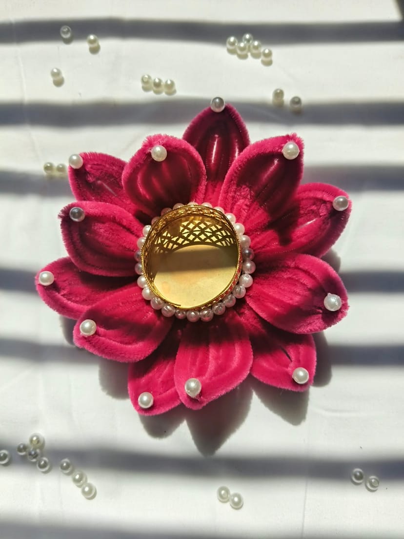 Royal Pink Lotus Diya (Pack Of Two) - Image 1
