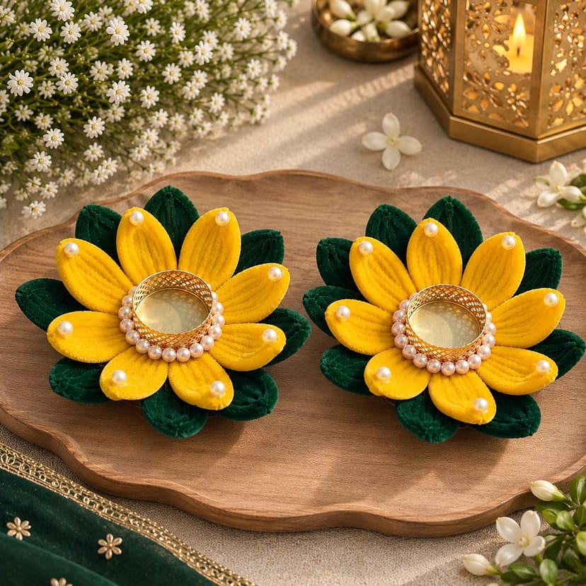Handmade Lotus Tealight Candle Holder (Pack of Two) - Image 1